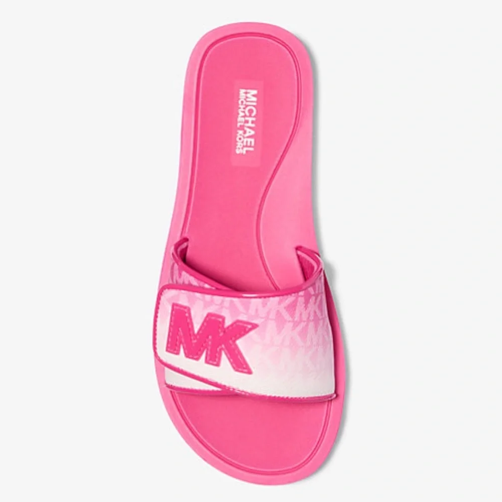 MICHAEL KORS Palmer Ombré Signature Logo Slide Sandal Dragonfruit NWT